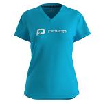 Pallap Women's V-Neck T-Shirt Cyan Blue / White
