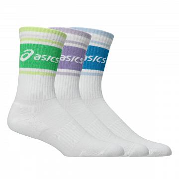 ASICS AEG Logo Crew Socks 3-Pack Illuminate Green / Aegean Blue / Bluebell
