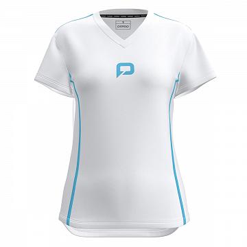 Pallap Tech Women's V-Neck T-Shirt White / Cyan Blue