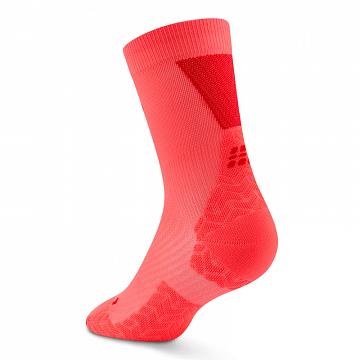 CEP Core Run Ultralight Mid Cut Socks 5.0 Neon Coral / Red