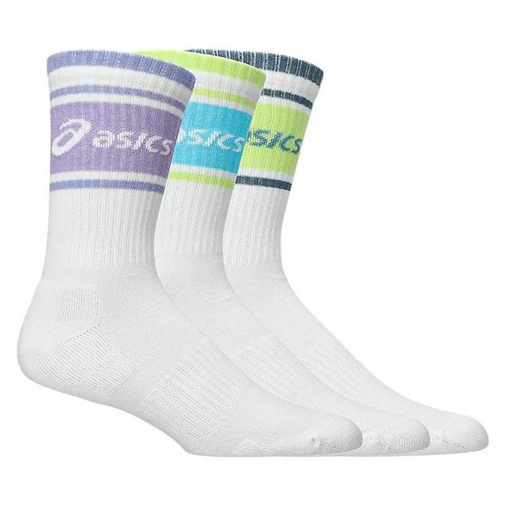 ASICS AEG Logo Crew Socks 3-Pack Illuminate Yellow / Energy Aqua / Fresh Air