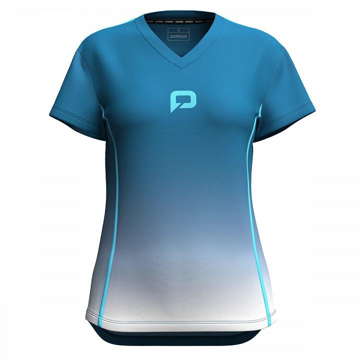 Pallap Technical Women's V-Neck T-Shirt Petrol Blue / Cyan Blue