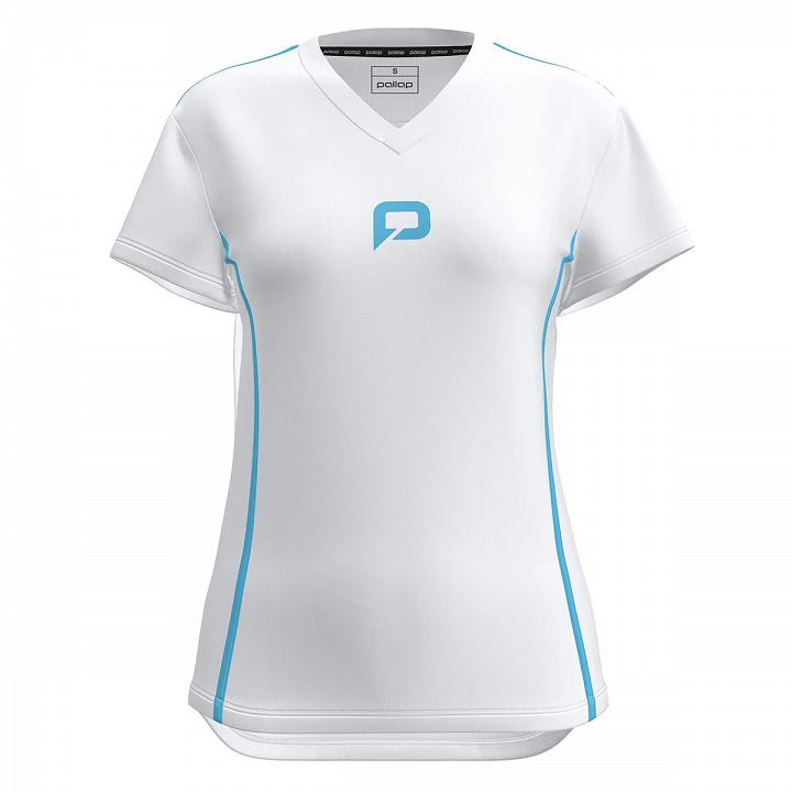 Pallap Tech Women's V-Neck T-Shirt White / Cyan Blue