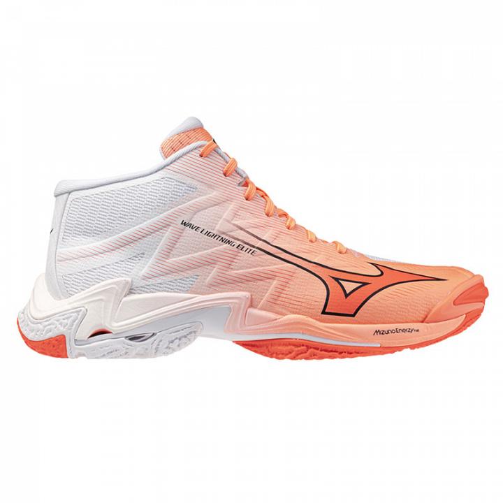 Mizuno Wave Lightning Elite Mid Flamingo Coral / Lava Orange / White
