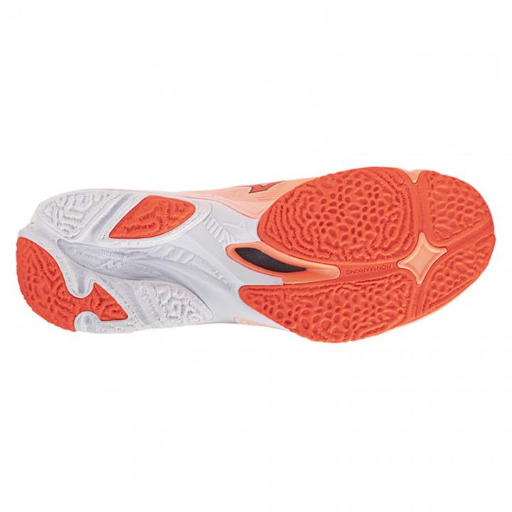 Mizuno Wave Lightning Elite Mid Flamingo Coral / Lava Orange / White