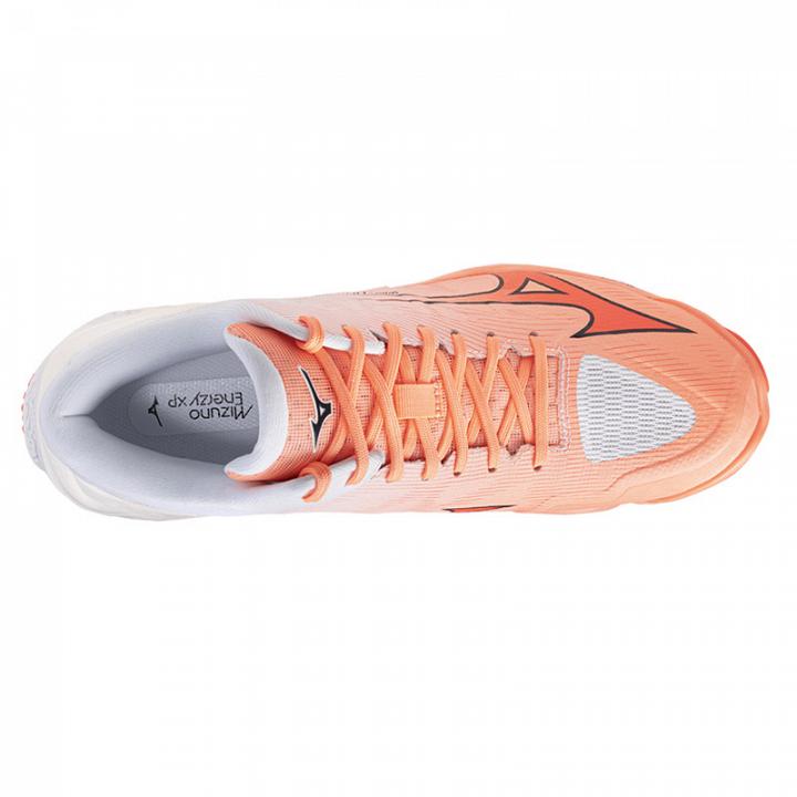 Mizuno Wave Lightning Elite Mid Flamingo Coral / Lava Orange / White