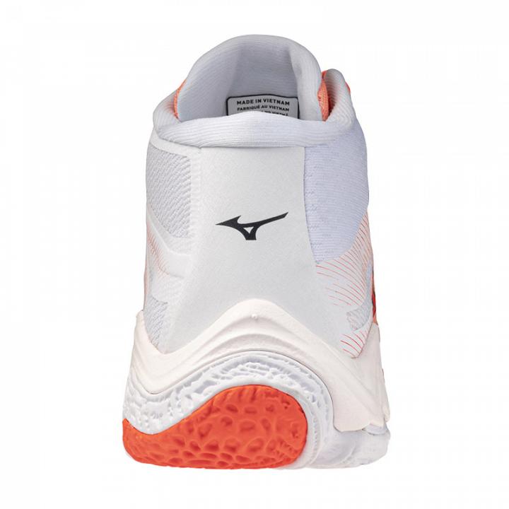 Mizuno Wave Lightning Elite Mid Flamingo Coral / Lava Orange / White